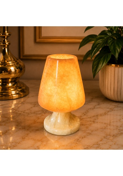 Doğal Oniks Taş Mumluk 12x8 Cm El Yapımı Geçmeli Mumluk Işık Geçiren Premium Dekoratif Şamdan Yemek Masası Ve Özel Gün Hediyesi Beyaz