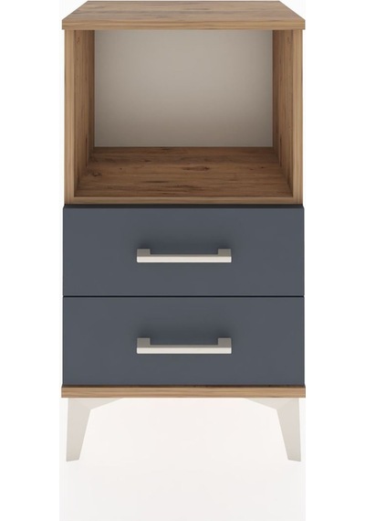 Arges Komodin Tek Raflı 2 Çekmeceli 44x30x80 Çam-antrasit Atlas Çam