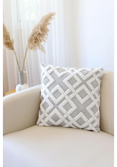 Hamur Jakarlı Kırlent 43x43 Cm Mila Gri Diğer