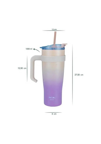 Horizon Pipetli Termos Bardak Pembe 1000ml B6839 Pembe
