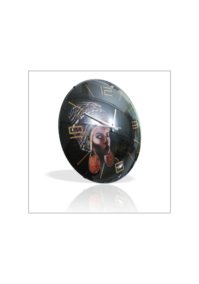 Esmer Kadın Kız Başı Resimli 35 Cm Bombe Camlı Duvar Saa... Çok Renkli
