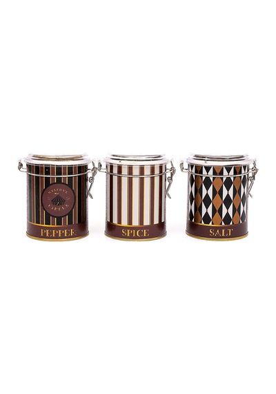 Circus Desenli Kilitli Kapaklı Yuvarlak Metal Saklama Kabı 3 Lü Set, 9 X 11 Cm Çok Renkli