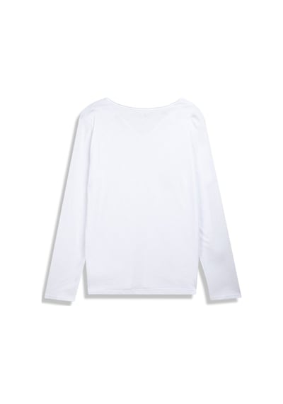 Ltb Uzun Kollu V Yaka Önü Düğmeli Beyaz Sweatshırt Beyaz 2XL
