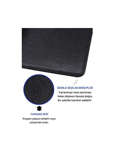 Deri Mouse Pad Dikişli Kenar Kaymaz Taban Büyük Boy Pürüzsüz Yüzey Çift Yönlü Kullanım Masa Matı Sümen 90x40 Cm