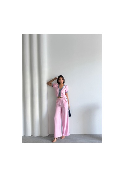Verymoda Kot Şeritli Pantolon F1890 Pembe