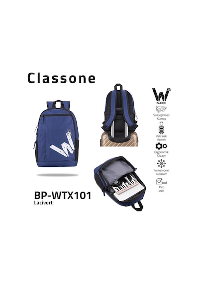 Classone Bp-wtx101 Wtxpro Serisi15.6 İnch Apple Uyumlu MacBook , Notebook, Laptop, Çantası-lacivert