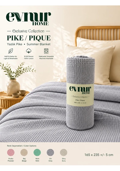 Evnur Home Lüks Pike Tek Kişilik 160x235 Gri