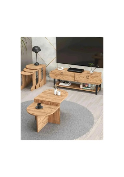 Vega Tv Ünitesi+sehpa Salon Set Kahverengi