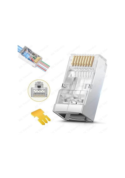 Yeni Nesil Delikli Ez Rj45 Cat6 Metal Jak Konnektör 10 Lu Paket
