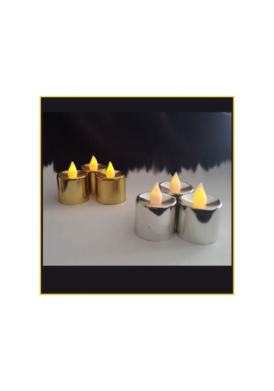 3 Gold 3 Silver Dumansız Pilli Led Mum Günışığı