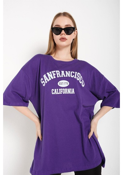 Medinenur San Francisco Baskılı Unisex Tshirt Mor