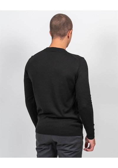 Erkek V Yaka Triko Slim Fit Pamuklu Kazak Ncs Jeans 3002-Siyah