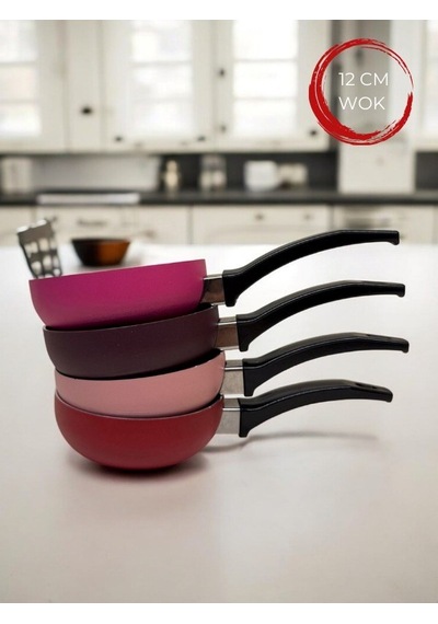 Doremcy 12 Cm Teflon Mini Wok Sos Tava Seti Mini Sos Tavası Çok Renkli