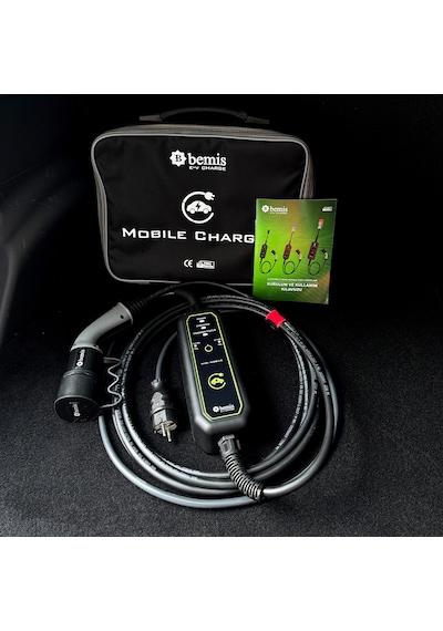 Bemis Mini Mobil Taşınabilir Elektrikli Araç Şarj Cihazı 2,3 Kw / 3,7 Kw 8 Metre Çanta  1