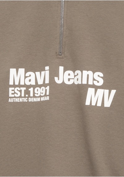 Mavi - Yarı Fermuarlı Haki Sweatshirt 6s10142-86961 Yeşil