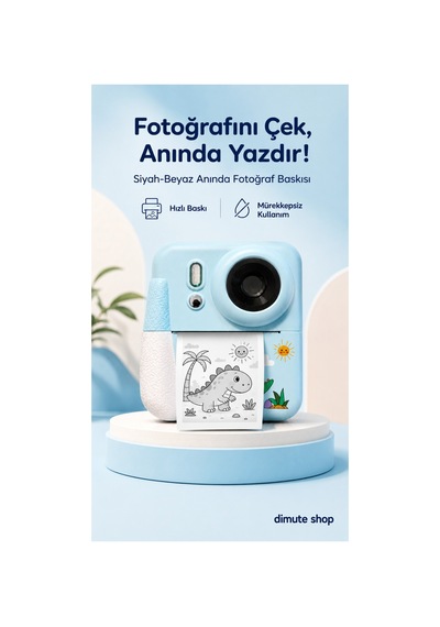 Dijital Fotoğraf Makinesi Çocuk Termal Resim Kağıt Baskılı Yazıcı Kamera Video Makinesi Cmr92 Mavi - 904785649