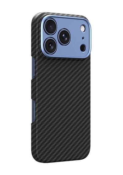İphone 18 Pro Max Kılıf M-safe 1500d Aramid Fiber Lens Korumalı Amazingthing Titan Max Karbon Mavi
