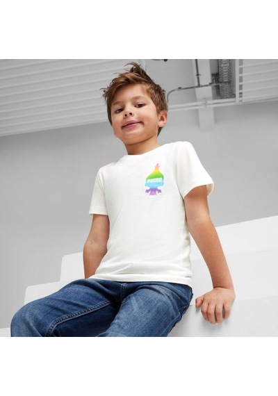 Puma Puma X Trolls Erkek Çocuk Beyaz Yuvarlak Yaka Tişört Beyaz