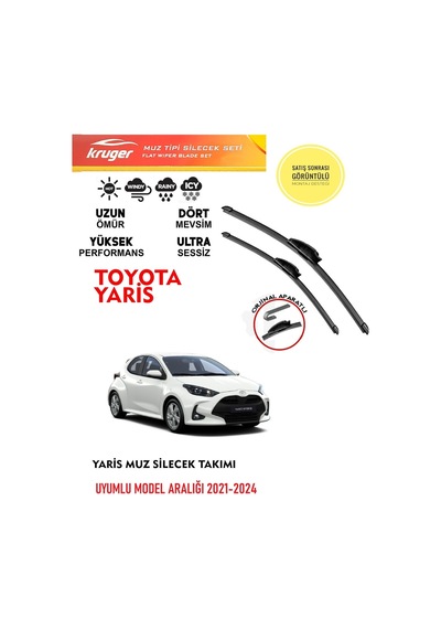 Toyota Yaris Silecek Silgi Silgeç Silgeç Silgi Takımı Araca Özel Aparat 2021-2024 Arası