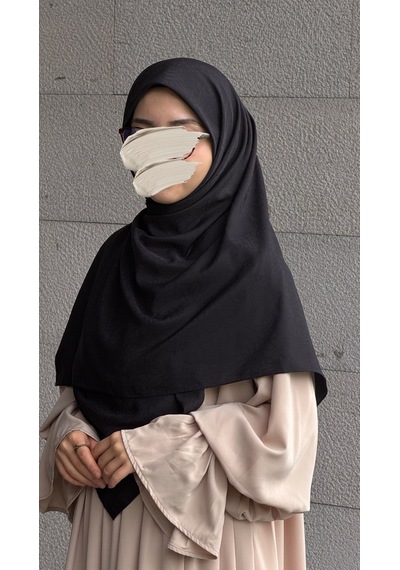 Qalortex Scarf Premium Jakarlı Hüma Büyük Boy Eşarp -siyah