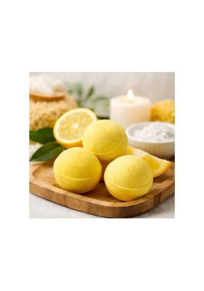 3 Adet 50 Gr. Limon Kokulu Banyo Topu, Nem Bombası, Banyo Bombası, Manikür Ve Pedikür Topu Diğer