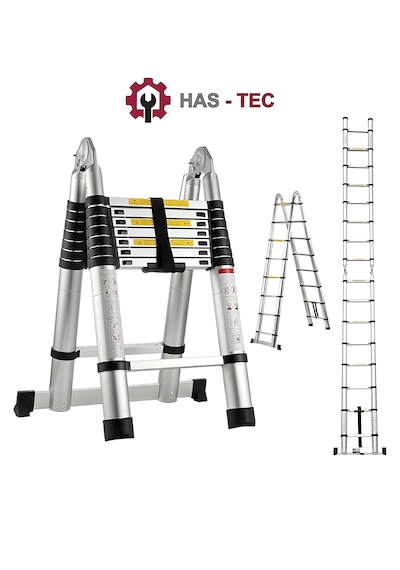 Teleskopik Merdiven A Tipi Uzayan 5 Metre 8+8 Basamaklı Alüminyum