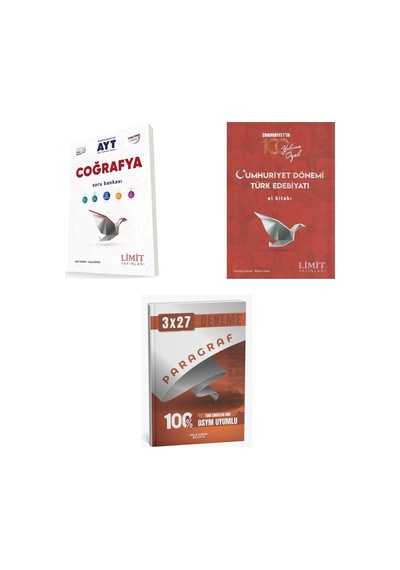 2027 2027 Ayt Limit Coğrafya Soru + Cumhuriyet Dönemi Türk Edebiyatı El Kitabı + Anla Kazan Paragraf Deneme 3'lü Set