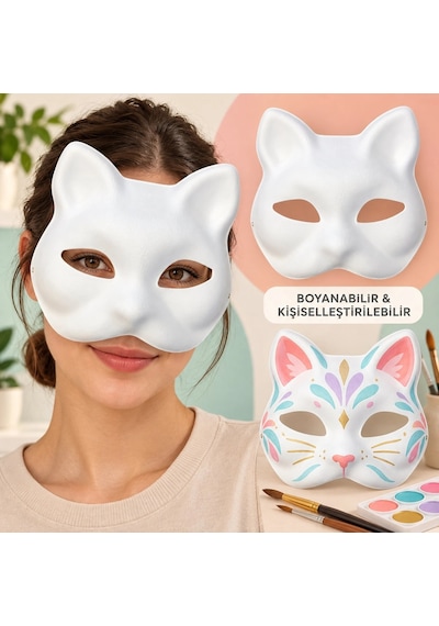 Mey İthalat Kendin Tasarla Kişiselleştirilebilir Boyanabilir Kedi Maskesi