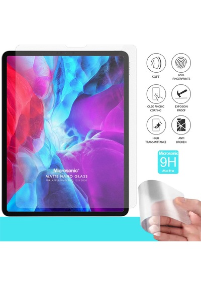 Microsonic Apple Uyumlu iPad Pro 12.9 '' 2018 (A1876-A2014-A1895-A1983) Matte Nano Glass Cam Ekran Koruyucu
