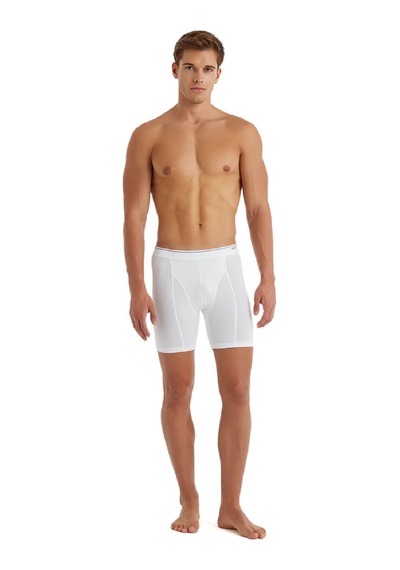 Blackspade 9216 Tender Cotton Erkek %92 Pamuk Uzun Retro Boxer Beyaz