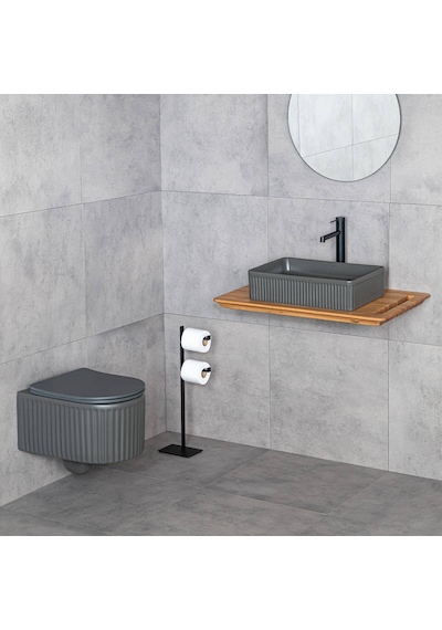 Lena - Tezgah Üstü Lavabo Mat Füme - E-w1004mf- Füme