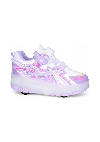 Patenli Işıklı Akıllı Bağcıklı Çocuk Sneaker Ayakkabı Lila 29-36