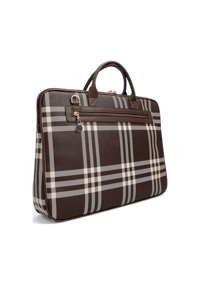 Silver & Polo Silver Polo Kahve - Kahve Çizgili Ekose Kadın Laptop Ve Evrak Çantası Sp1175