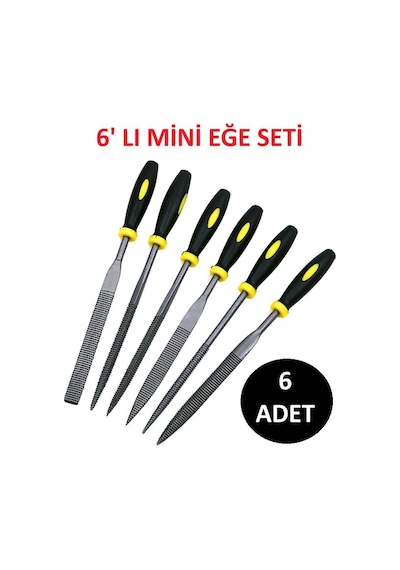 Mini Eğe Seti Çelik Törpü Takımı 6 Parça Ahşap Set Üçgen Kare Düz Yuvarlak Çok Amaçlı Hobi Set