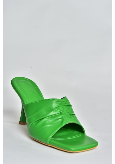 Fox Shoes Yeşil Kalın Topuklu Kadın Terlik P590233809