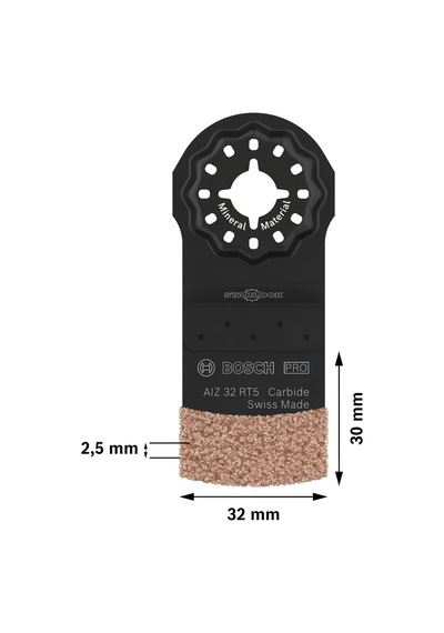 Bosch 1x Pro Aız 32 Rt5 Daldırmalı Kesim Testere Bıçağı Harç, Gözenekli Beton, Genişlik 32 Mm, Professional Aksesuar Çok Fonksiyonlu Makine