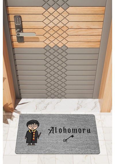 Rugmood Modern Dijtal Baskı Gri Harry Potter Kapı Önü Paspası