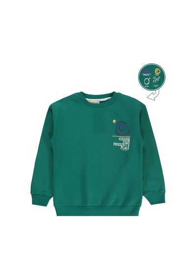 Silversun Kids Silversun Ocean Baskılı 8-13 Yaş Sweatshirt - Yeşil Petrol