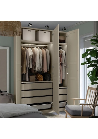 Ikea Gri Geniş Kapaklı Gardırop 150x60x236 Cm