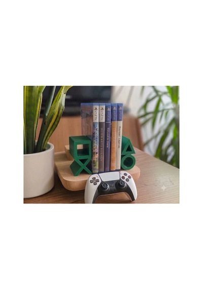 Ps5 Logolu Cd Stand Rafı, İkonik Tuş Simgeli Oyun Kutusu Cd Rafı Stand Organizer2