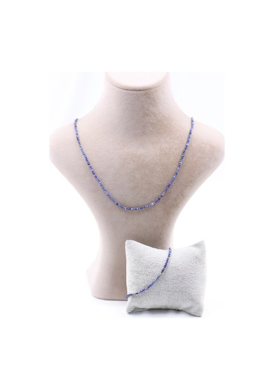 Lapis Lazuli Taşı Doğal Taş Kolye Bileklik Seti Fasetli Kesim 2-3 Mm Lacivert