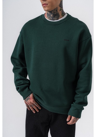 Erkek Respire Yazı Detaylı Basic Oversize Sweatshirt Nefti