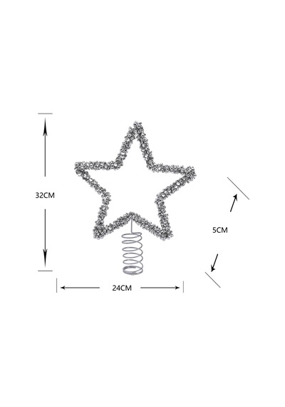Karaca Home New Year Yılbaşı Shimmering Star Ağaç Başlığı Silver