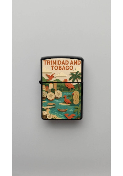 Trinidad And Tobago Trinidad Ve Tobago - Paper-cut Style - Benzinli Siyah Çakmak Magnet Hediyeli Siyah