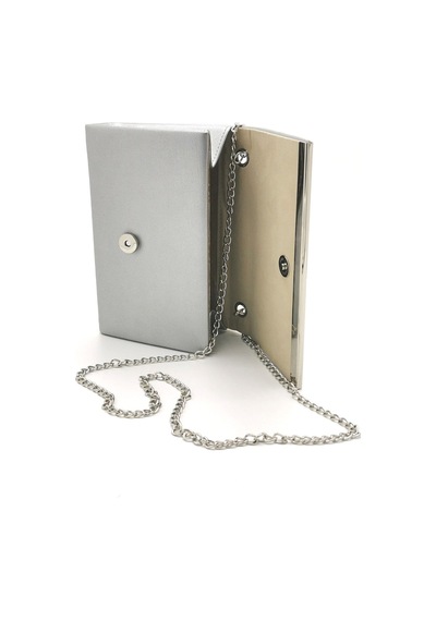 Çanta Trend Kumaş Gümüş Abiye Clutch Portföy Çanta GÜmüş