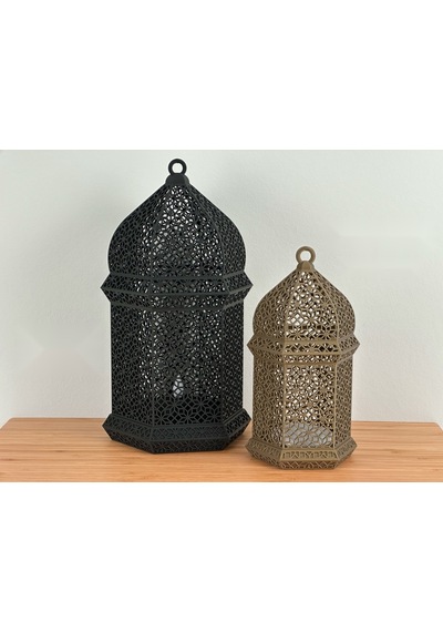 Bezos Arap Geometrik Desenli Fener Led Lamba Ve Tealight Mumluk Dekoratif Aydınlatma Rengaren Çok Renkli
