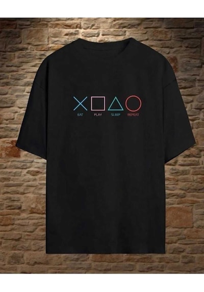 Kozia Outdoors Malkoçbey Play Game Baskılı Oversize Unisex Basic T-sihirt Lacivert