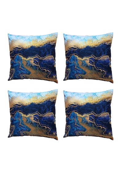 Modern Tarz Dijital Baskılı 4 Lü Dekoratif Kırlent Kılıfı Seti 43x43 Cm Şık Ve Renkli Tasarımlar Lacivert