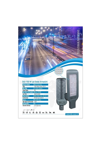 150w Led Yol Sokak Armatür Dls Park Bahçe Çevre Site Bina Dış Mek N11.141