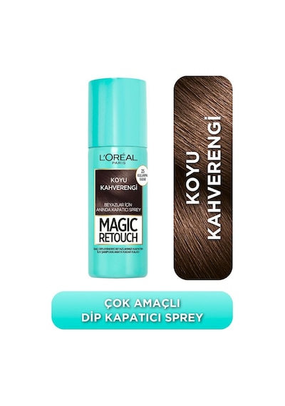 L'oreal Paris Magic Retouch Kapatıcı Koyu Kahverengi Saç Spreyi 75 Ml 8'li Avantaj Paketi Mıchu